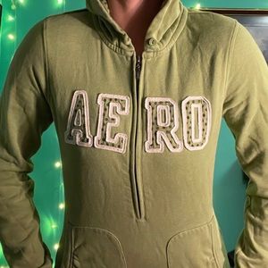 MUST GO Aeropostale green hoodie with half zip